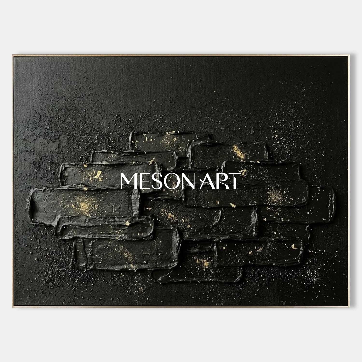Industrial Dark Aesthetic Painting Textured Black Geometric Canvas Modern Luxury Living Room Decor
