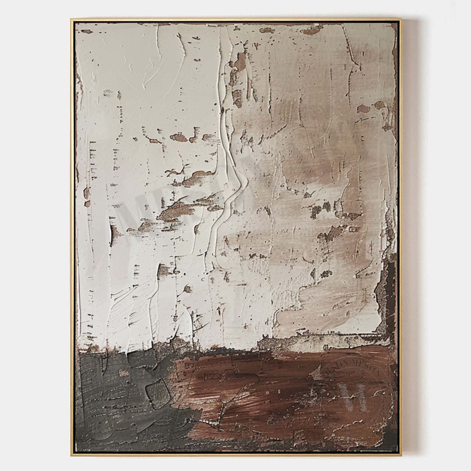 Large Gray and Brown Abstract Canvas Art Wabi-Sabi Wall Art Gray and Brown Abstract Oil Painting