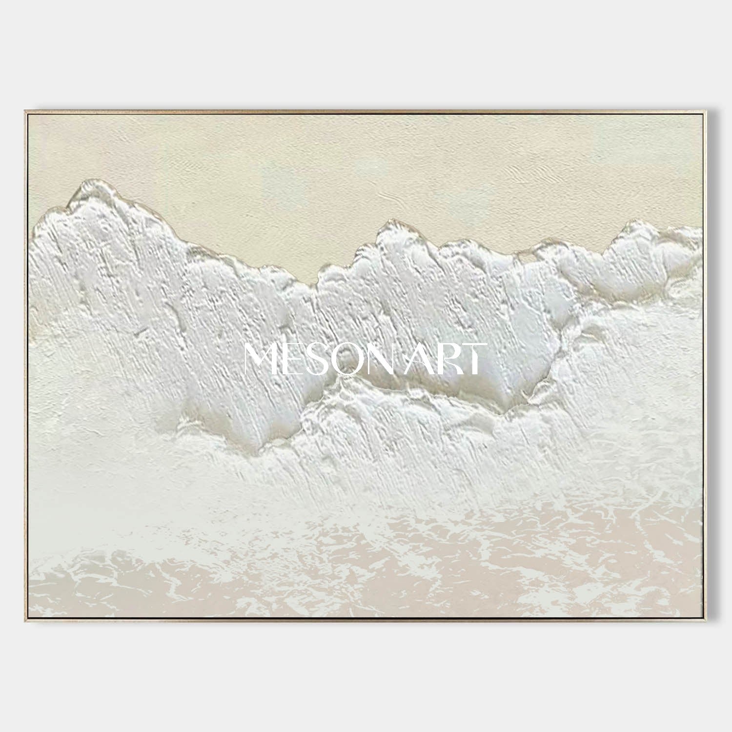 Large White And Beige Wave Wall Art Decor Minimalist Wave Art Wall Decoration