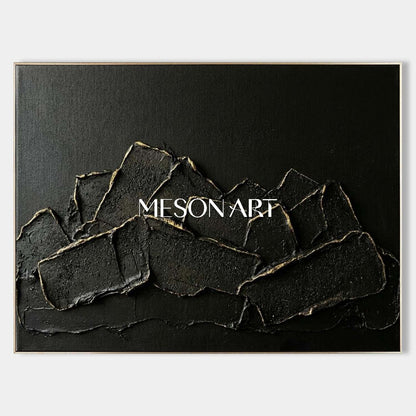 Black Gold Abstract Mountain Canvas Wall Art Modern Luxury Living Room Decor