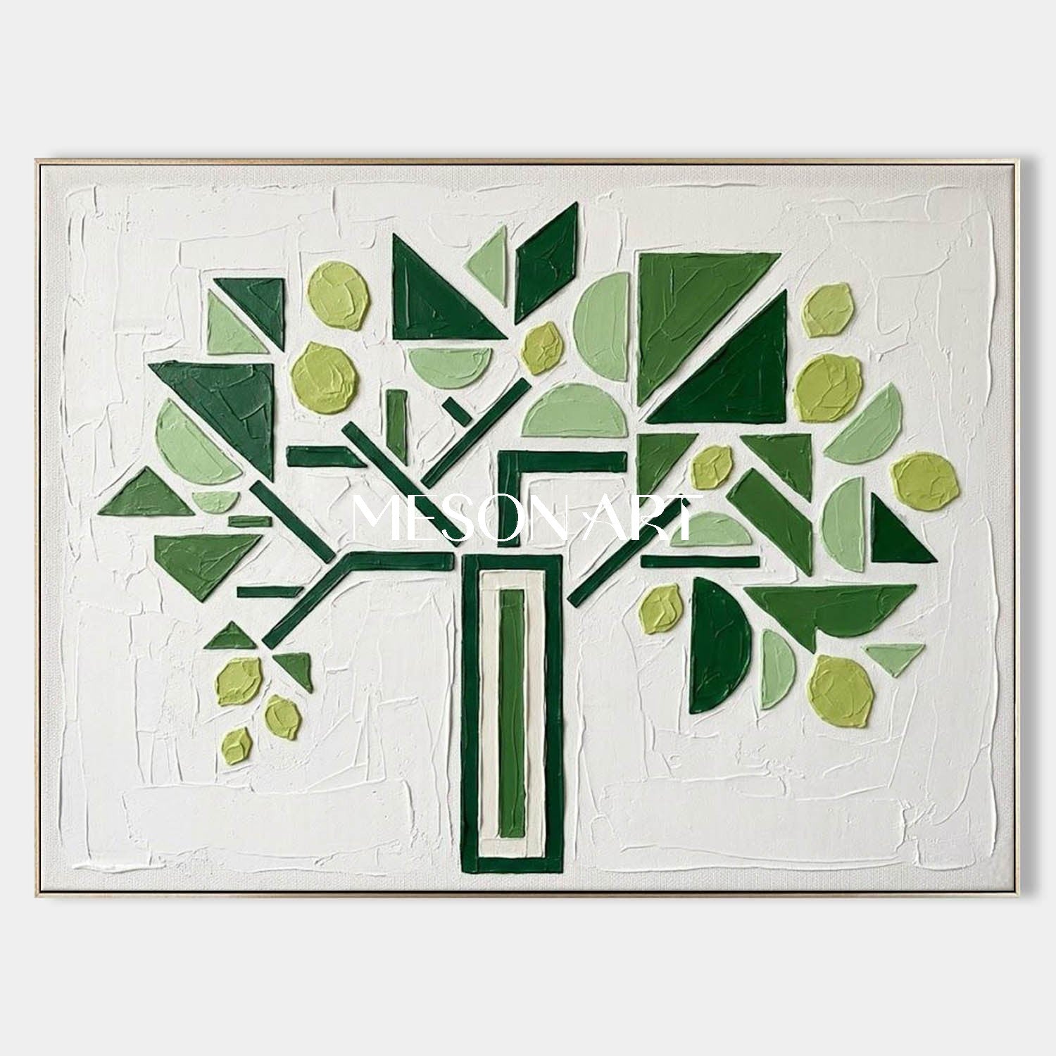 Horizontal Abstract Green Tree Canvas | 3D Textured Art | MesonArt