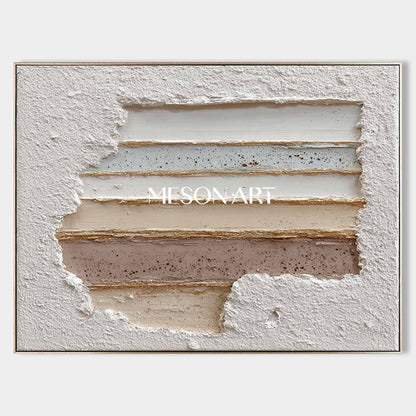 Large 3D White Abstract Plaster Canvas Art White Texture Painting White Plaster Wall Art Decoration