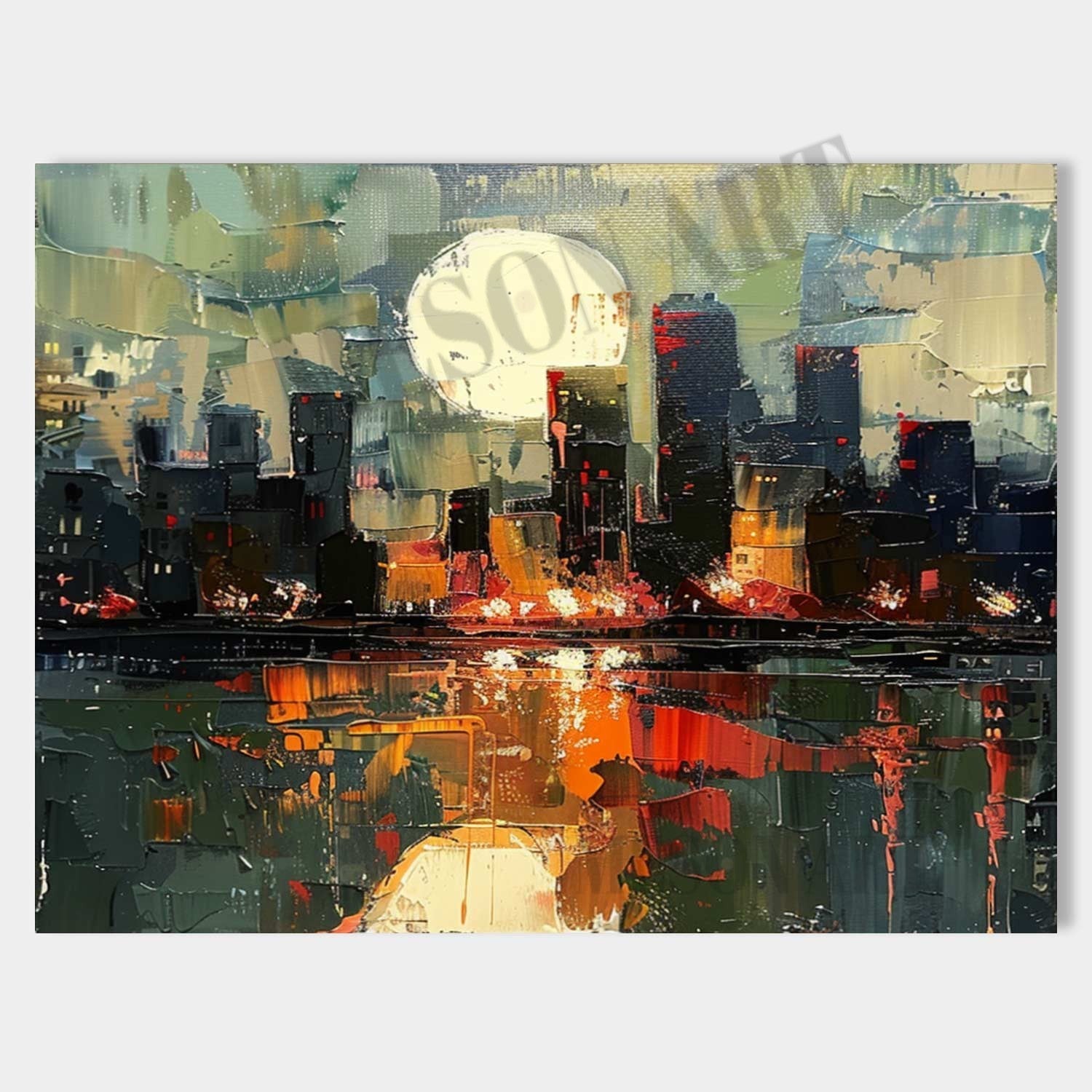 City Sunrise Abstract Colorful Painting City Sunrise Canvas Art for Sale City Sunrise Wall Art