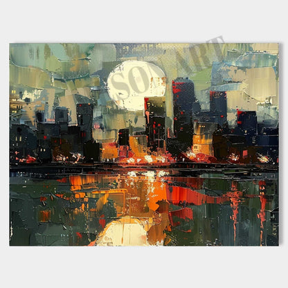 City Sunrise Abstract Colorful Painting City Sunrise Canvas Art for Sale City Sunrise Wall Art