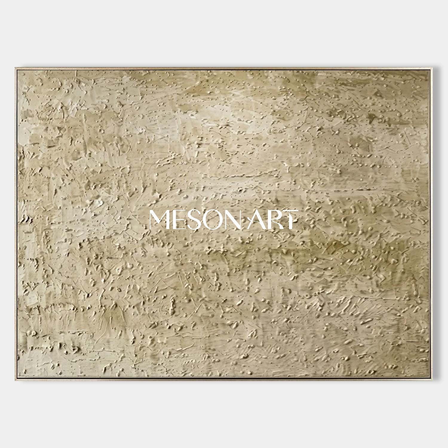MesonArt Beige 3D Textured Canvas Wall Art | Modern Plaster Painting