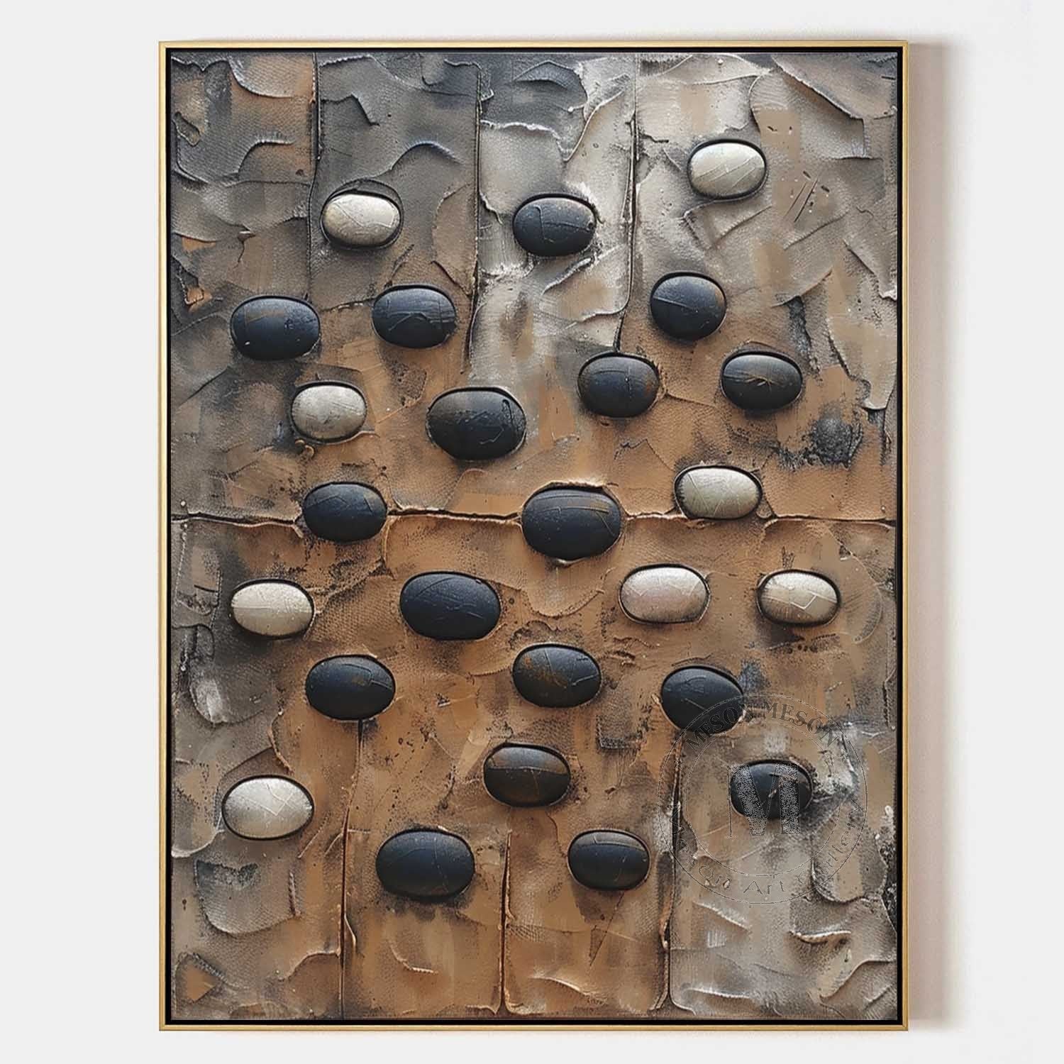 Large 3D Wabi Sabi Abstract Art Black and White Abstract Art for Sale Black and White Canvas Wall Art
