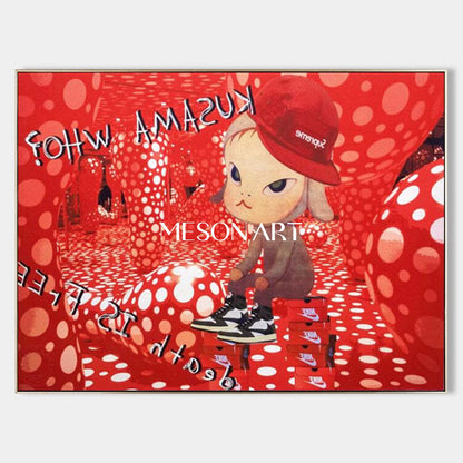 Large Yayoi Kusama Pop Art for Sale Yayoi Kusama Cartoon Pop Canvas Wall Art Decor