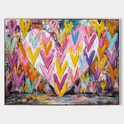 Large Heart Graffiti Abstract Canvas Art Heart Wall Decor Ideas Valentine's Day LOVE Artwork Gift