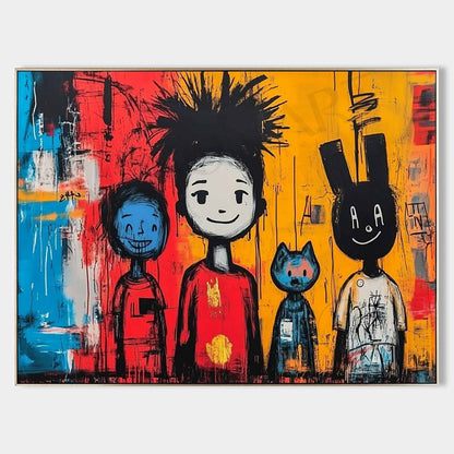 Cute children's graffiti abstract painting Cute graffiti abstract canvas wall art decoration