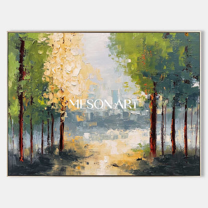 Autumn Landscape Art Original Fall Painting for Stylish Interior Design