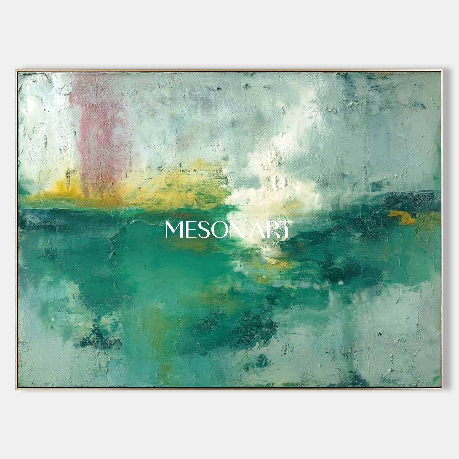 Large Light Green Abstract Art for Sale Living Room Framed Wall Decor