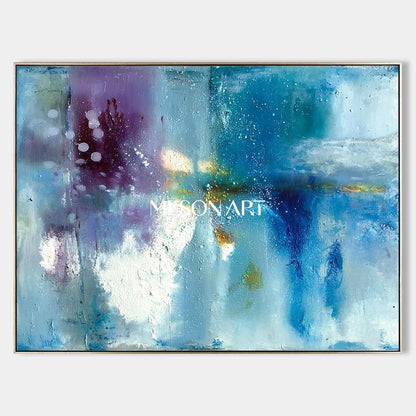Large Blue Abstract Wall Decor Modern Blue Abstract Oil Paintings for Sale
