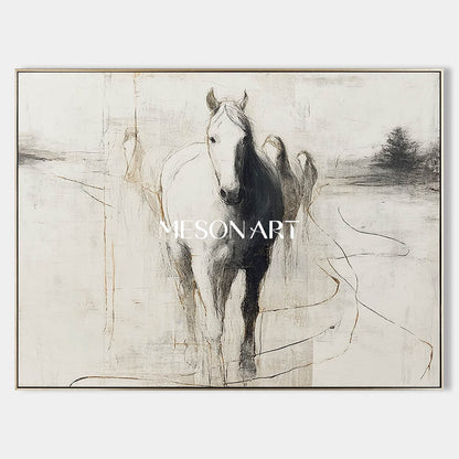 Contemporary Minimalist Horse Abstract Canvas Wall Art Decor For Sale Minimalist Horse Line Art