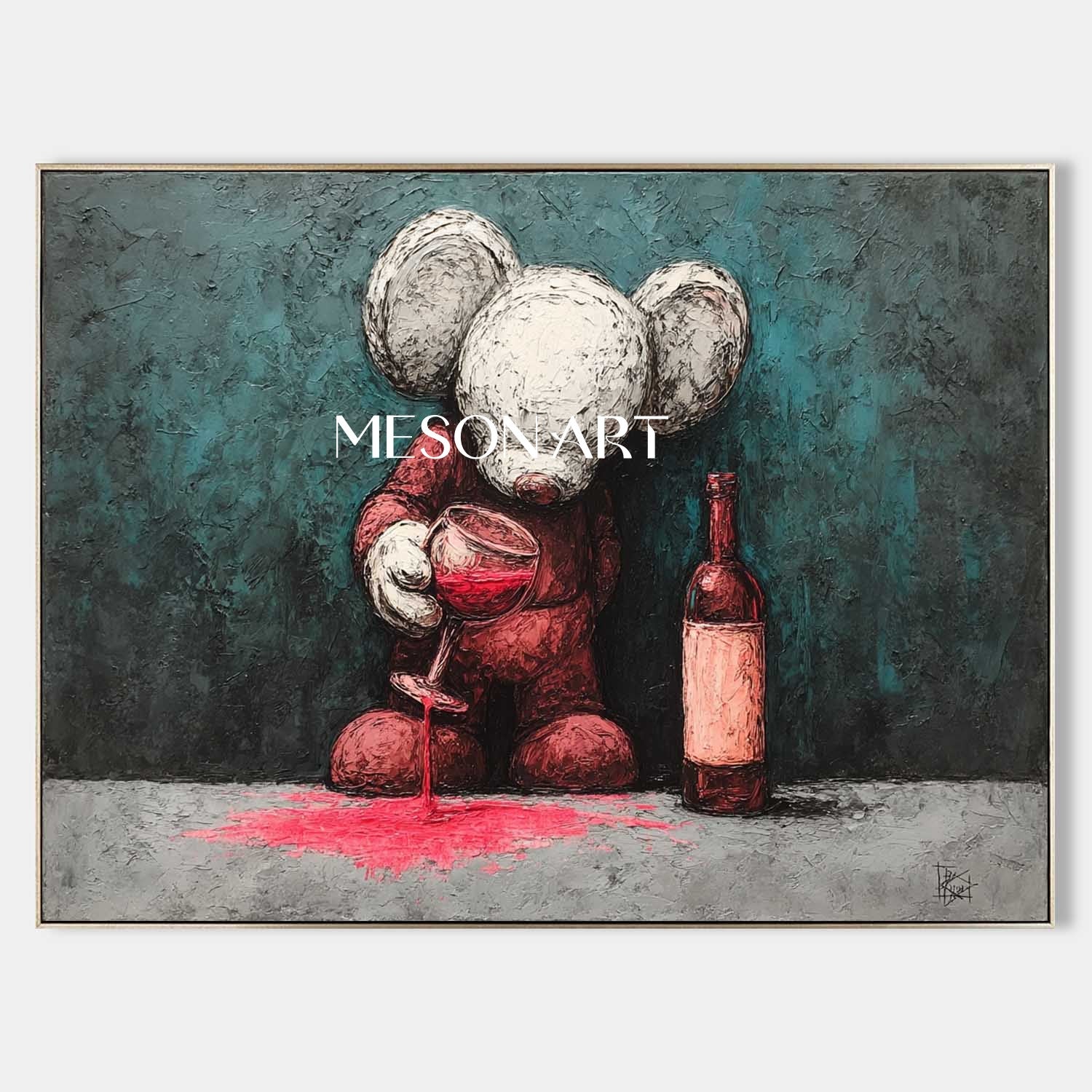 Large Contemporary Red Wine Pop Art Kaws Abstract Pop Art Red Wine Modern Abstract Canvas Art