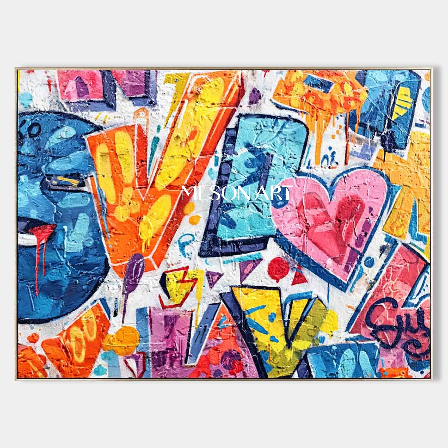 Love Heart Graffiti Abstract Art Canvas Love Heart Graffiti Home Wall Art Decoration For Sale