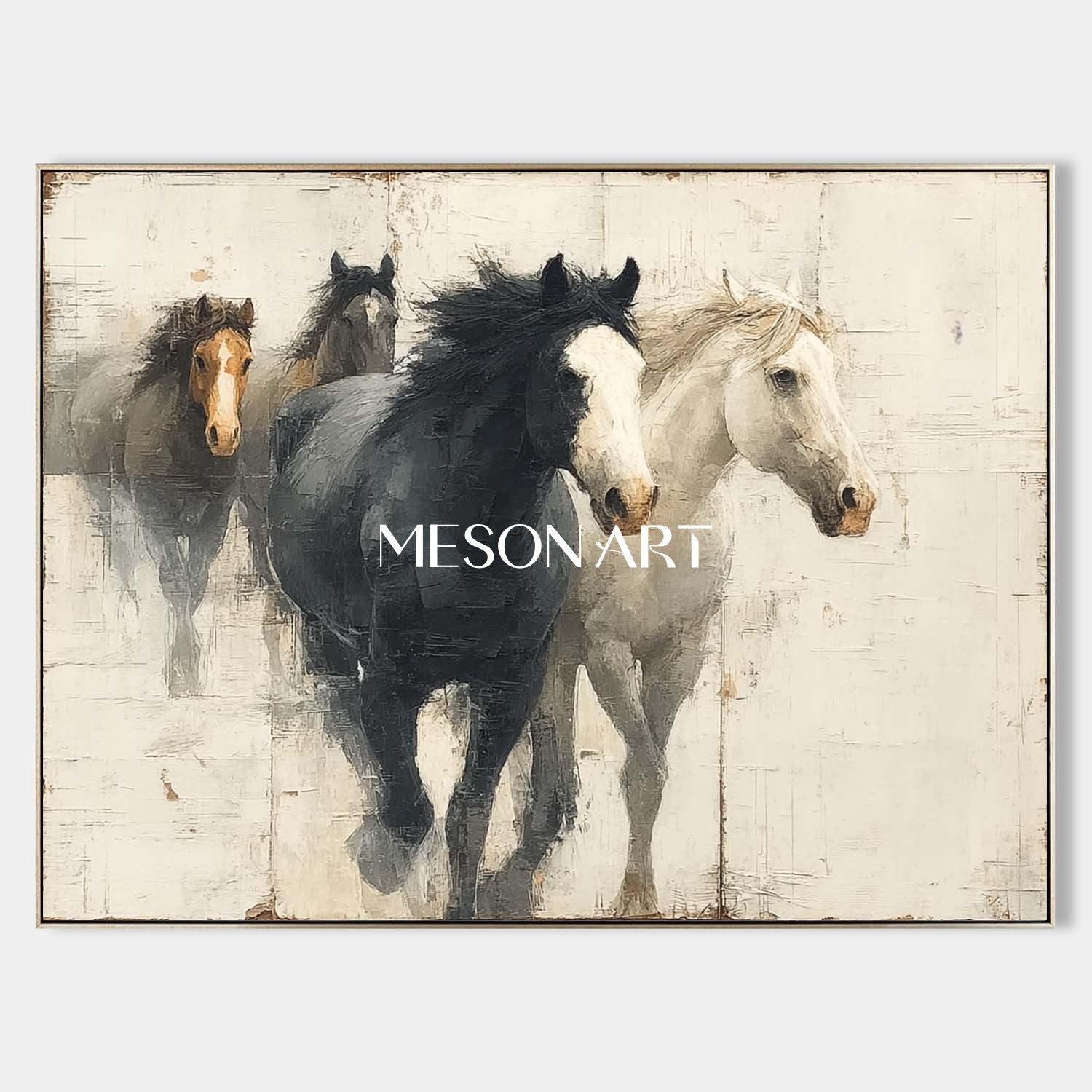 Beige and Black Horse Art for Sale Beige and Black Abstract Canvas Wall Art Decor