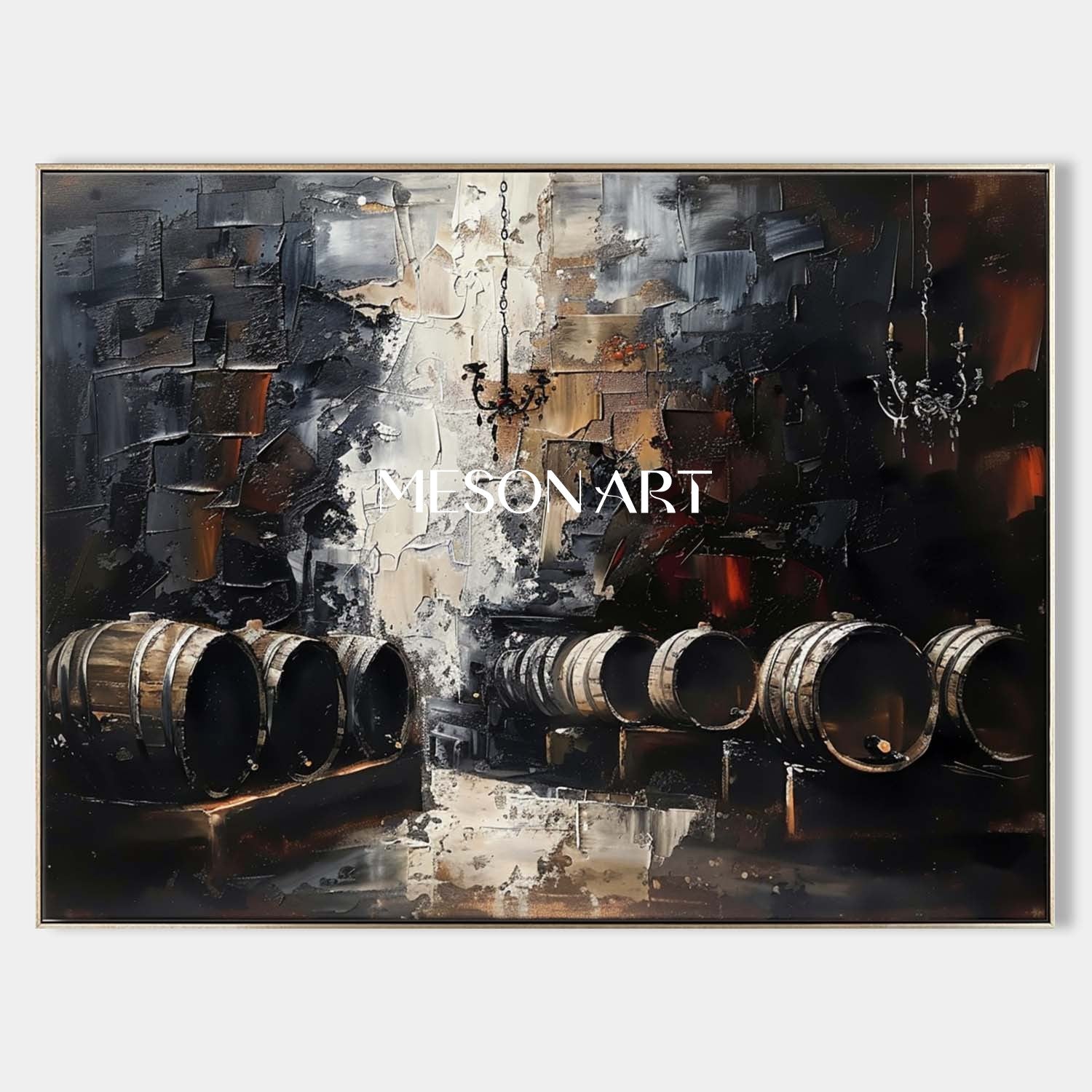 Large Wine barrel abstract painting Oak barrel wall art decoration Wine cabinet wall painting for sale