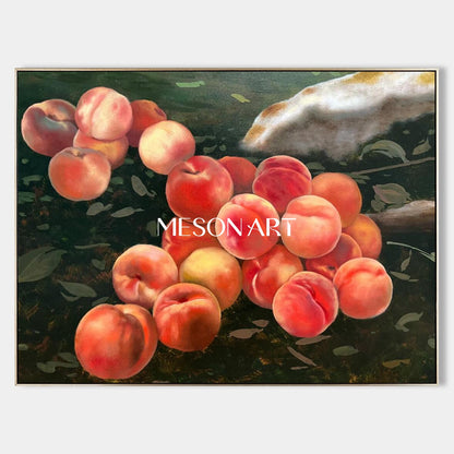 Hyperrealism Pink Peach Painting Hyperrealism Pink Peach Still Life Canvas Art Pink Peach Wall Art Decor