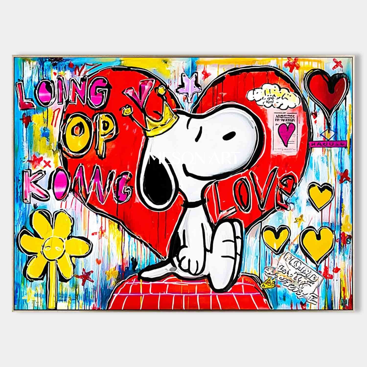 LOVE and Snoopy graffiti abstract art Snoopy pop art Snoopy and LOVE wall art decoration