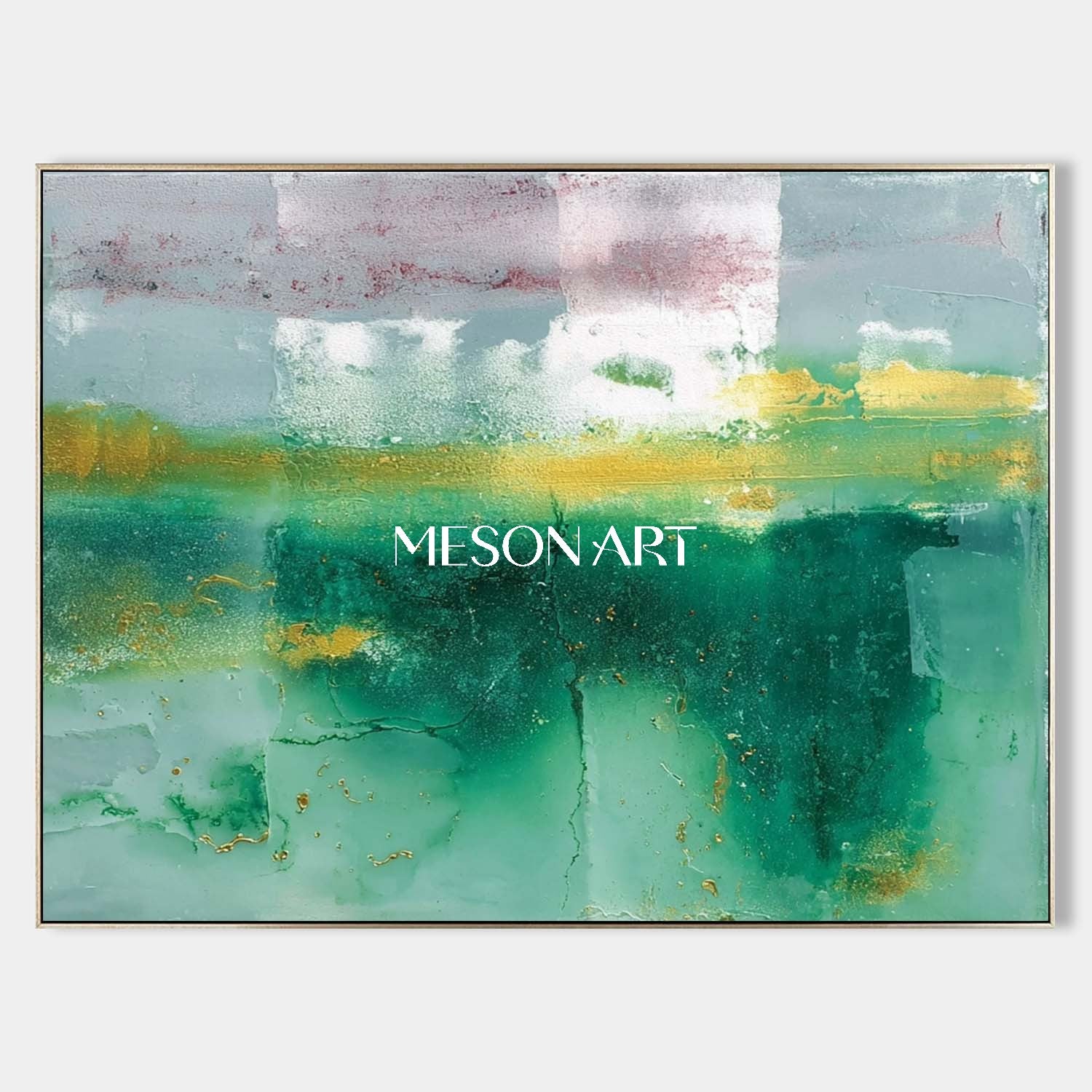 Turquoise Green Abstract Painting for Entryway Turquoise Canvas Wall Art