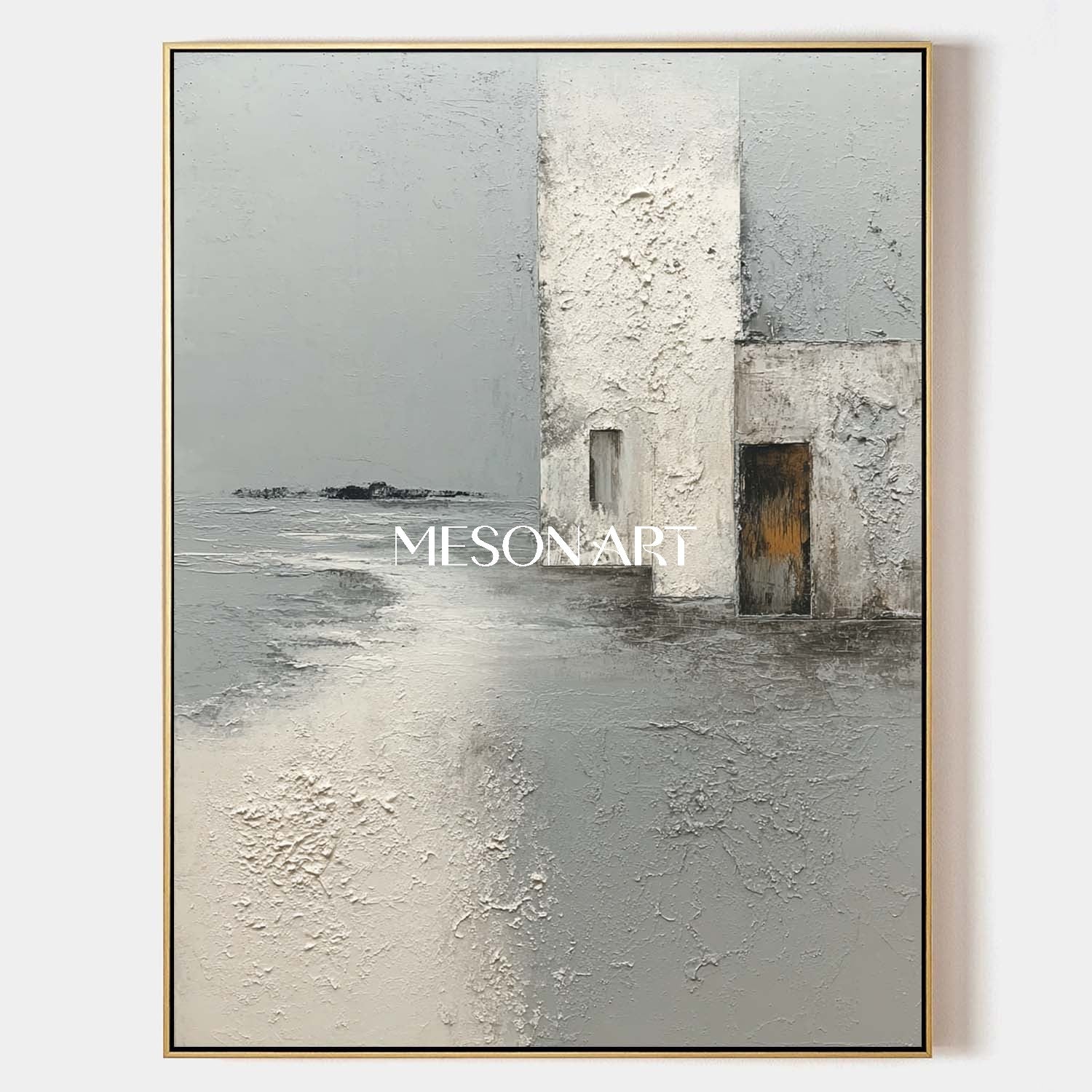 Original Wabi-Sabi Textured Gray Wall Art Vertical Abstract Painting