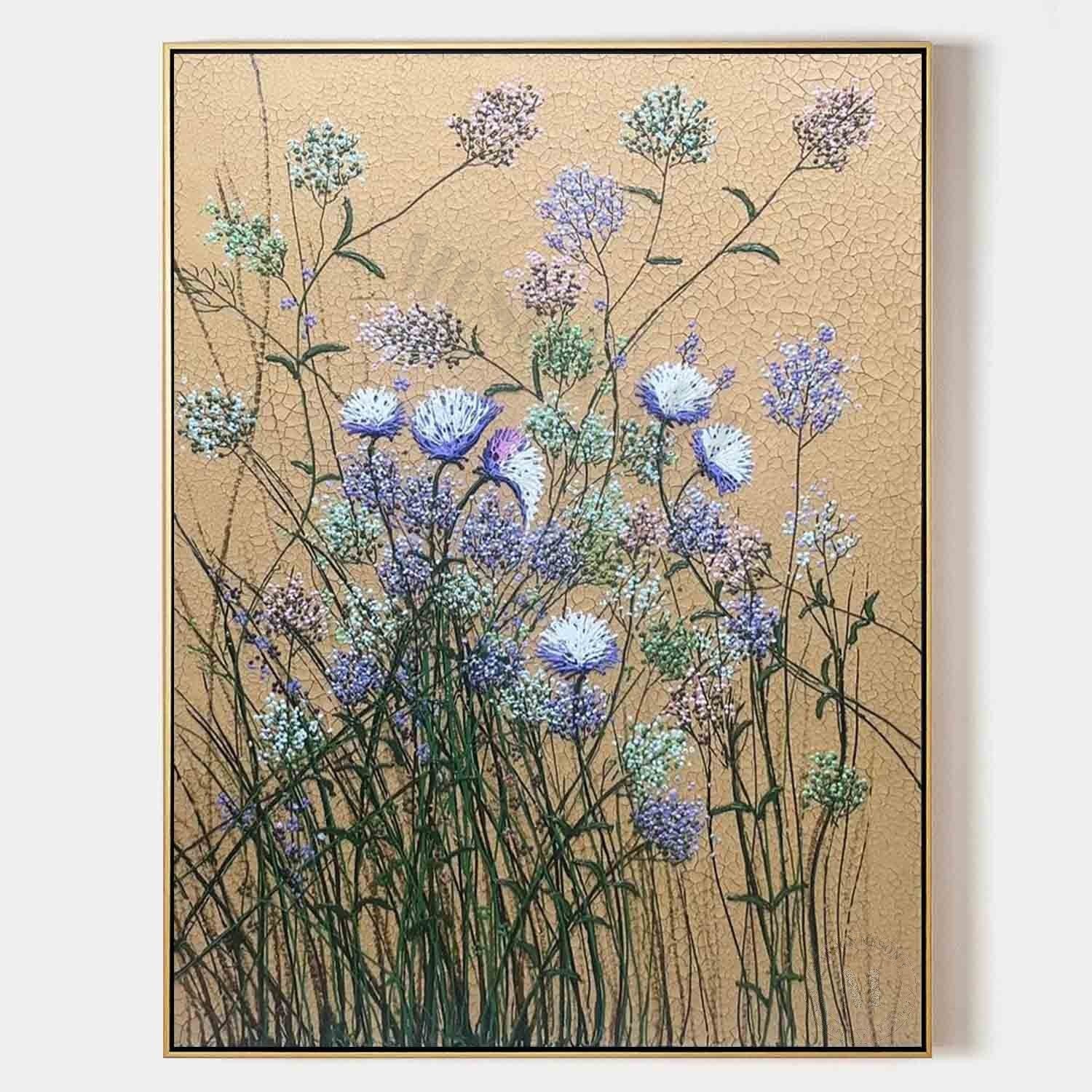 Blue Flower Texture Painting Blue Flower Art On Canvas Flower Decoration Wall Painting