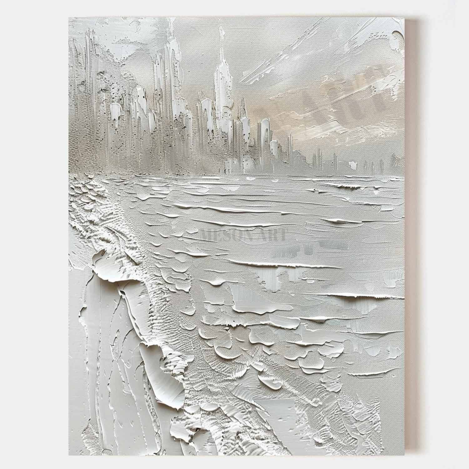 White Plaster Abstract Texture Painting White Abstract Textured Wall Art White Plaster Art Canvas