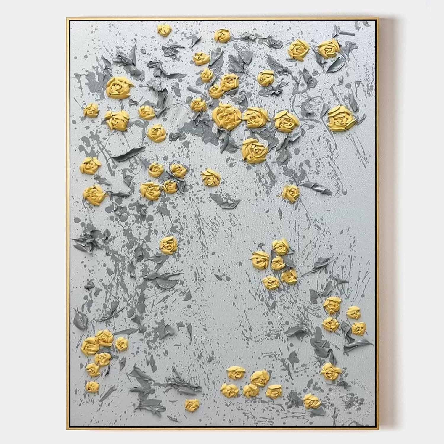 Yellow Plum Blossom Texture Painting Yellow Flower Art on Canvas Yellow Plum Blossom Wall Art Decor