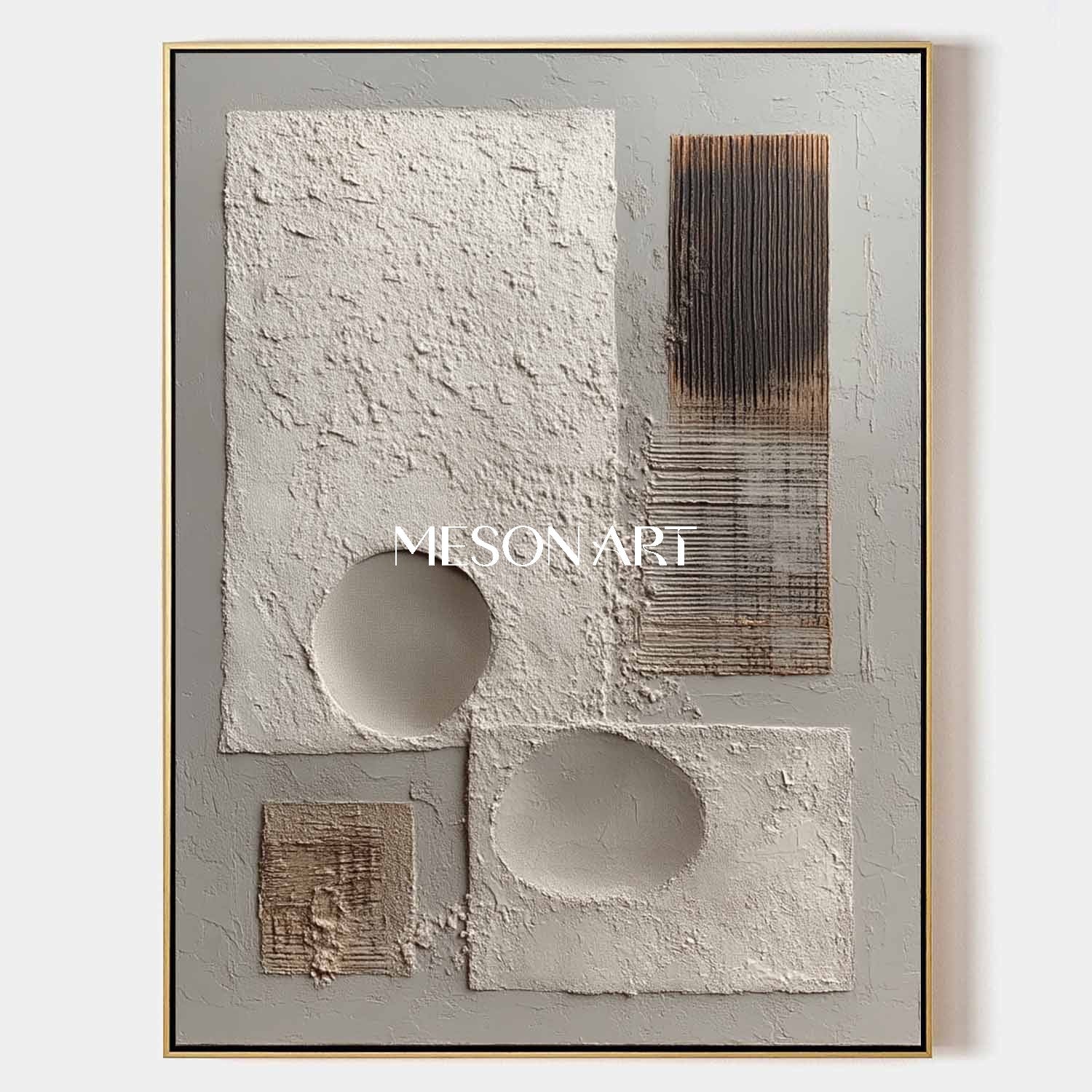 Wabi-Sabi Minimalist Geometric Painting Textured Canvas Art Hallway