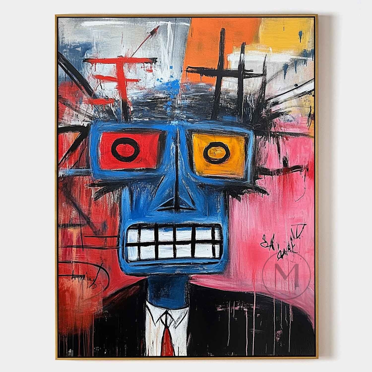 Cool Male Gentleman Portrait Graffiti Art Canvas Cool Male Graffiti Portrait Wall Painting