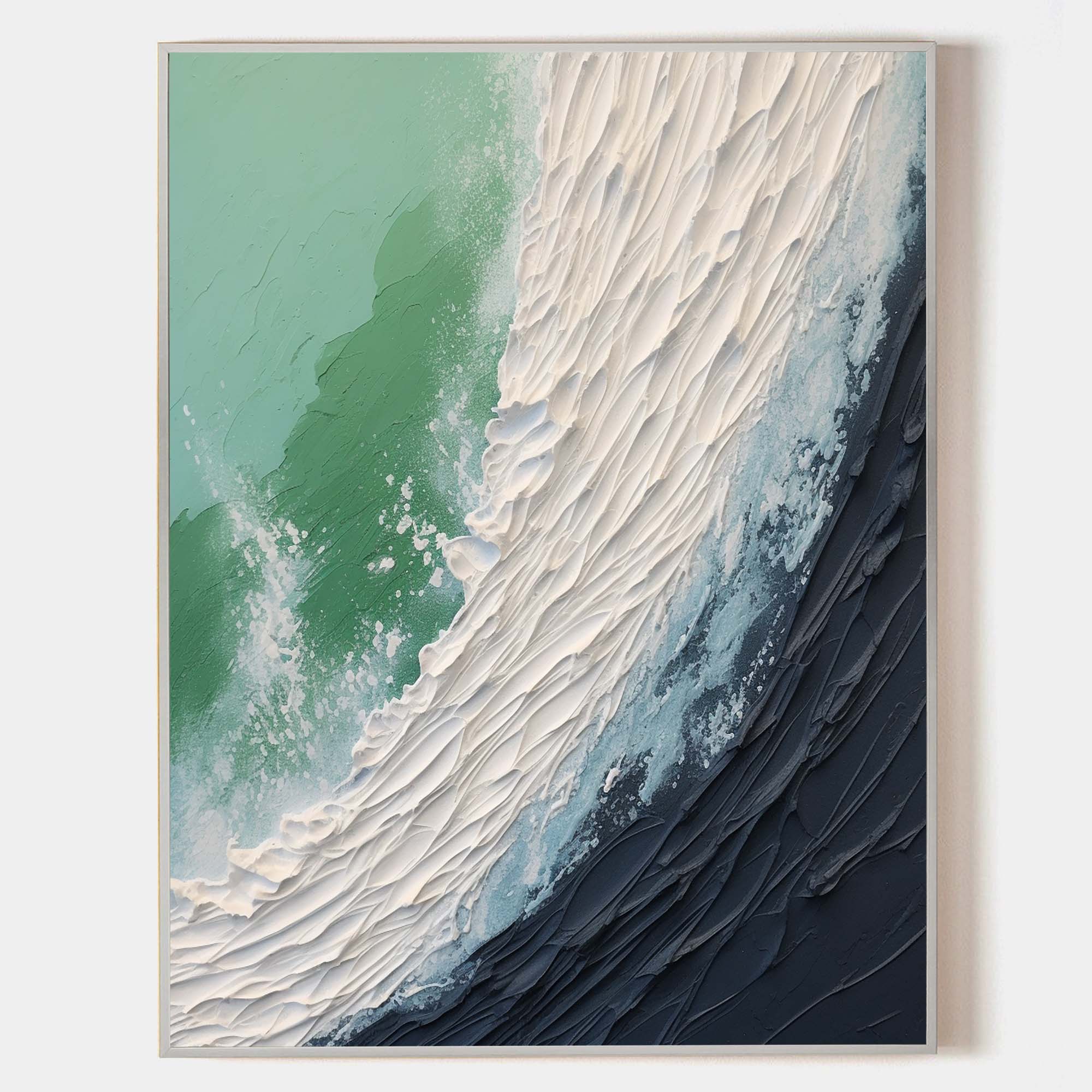 Large White And Blue Sea Texture Wall Painting Plaster Art On Canvas Sea Texture Wall Art Decor