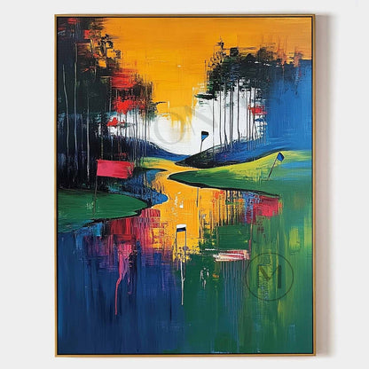 Golf Course Landscape Painting Golf Course Abstract Art Golf Course Canvas Wall Art