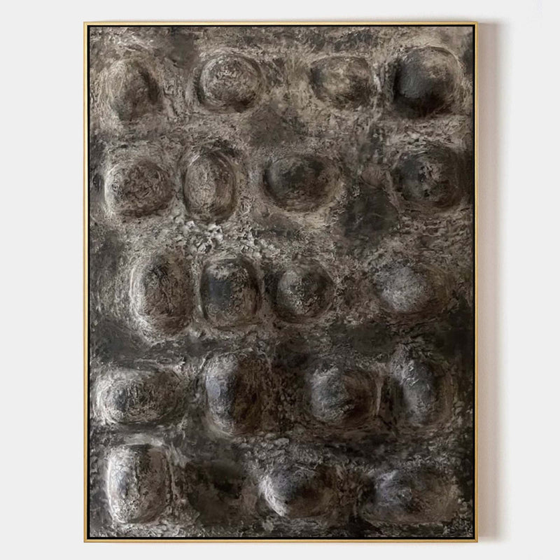 3D Gray and Black Textured Abstract Canvas Art Wabi-Sabi Wall Art Heavy Textured Acrylic Paintings