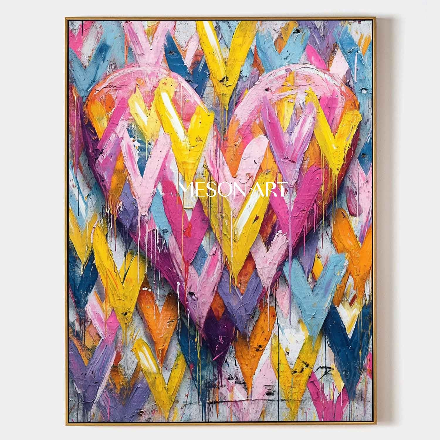 Heart shaped graffiti abstract canvas art Heart shaped wall decoration ideas Valentine's day heart gift