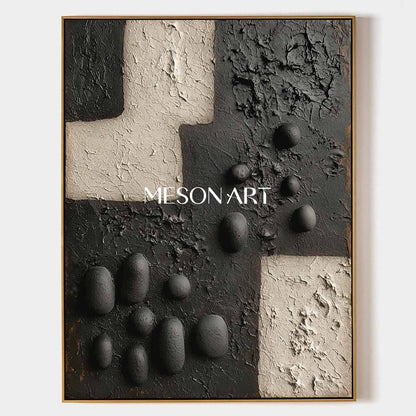 Large 3D Black Texture Wall Painting Black Abstract Canvas Art Black Abstract Art for Sale