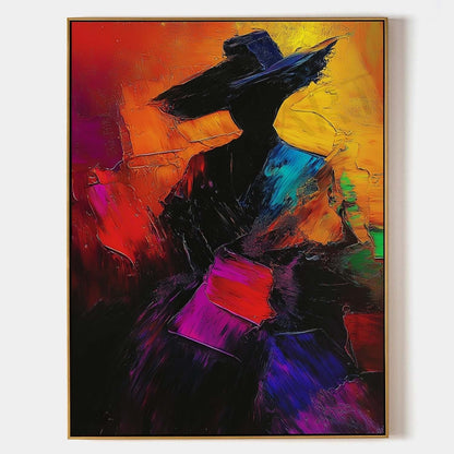 Contemporary woman wearing hat abstract canvas art Palette abstract girl wearing hat wall art