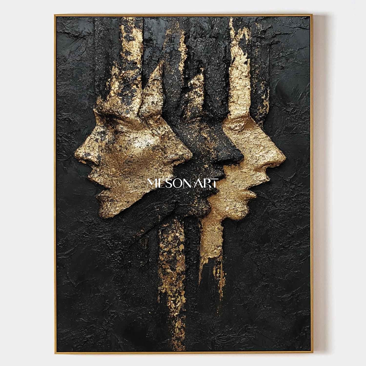 Black and gold elegant lady portrait abstract art Elegant lady portrait wall art decoration ideas