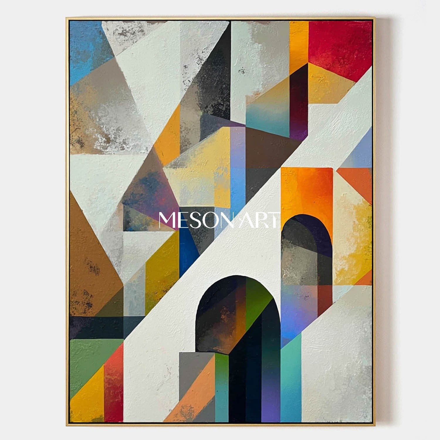 Shop Large Architectural Geometry Wall Art Canvas Painting Living Room