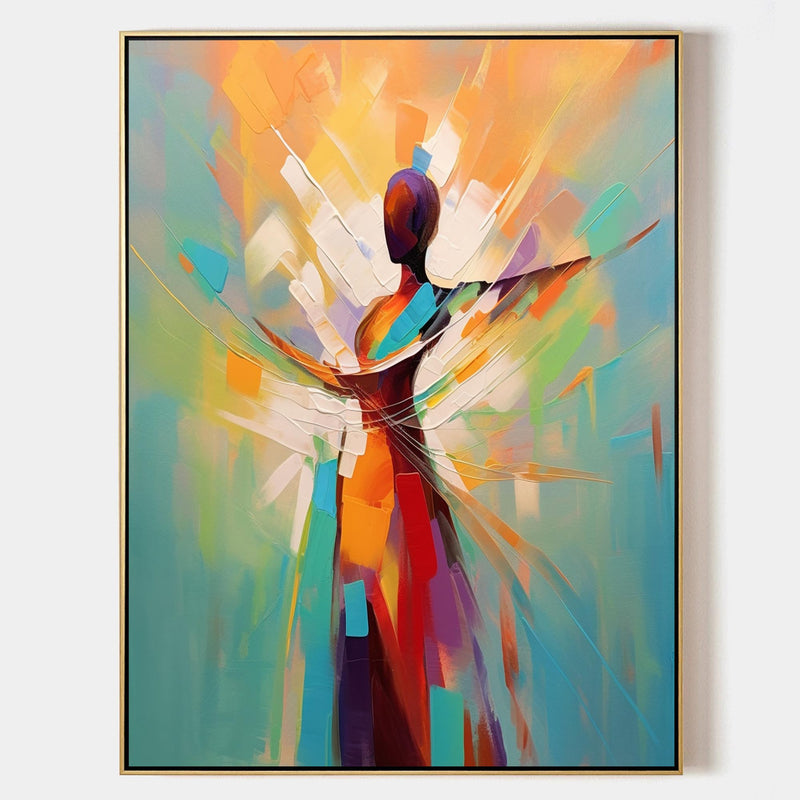Palette Woman Oil Painting Palette Model Canvas Art Abstract People Art on Canvas Colorful Wall Art