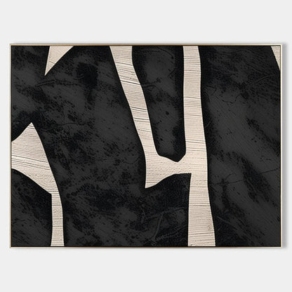 Black and White Abstract Art for Sale Large Black and White Wall Painting Black and White Minimalist Oil Painting