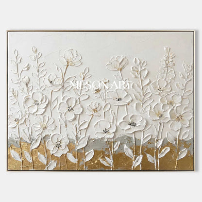 Horizontal Abstract Floral Painting Modern Farmhouse Floral Painting