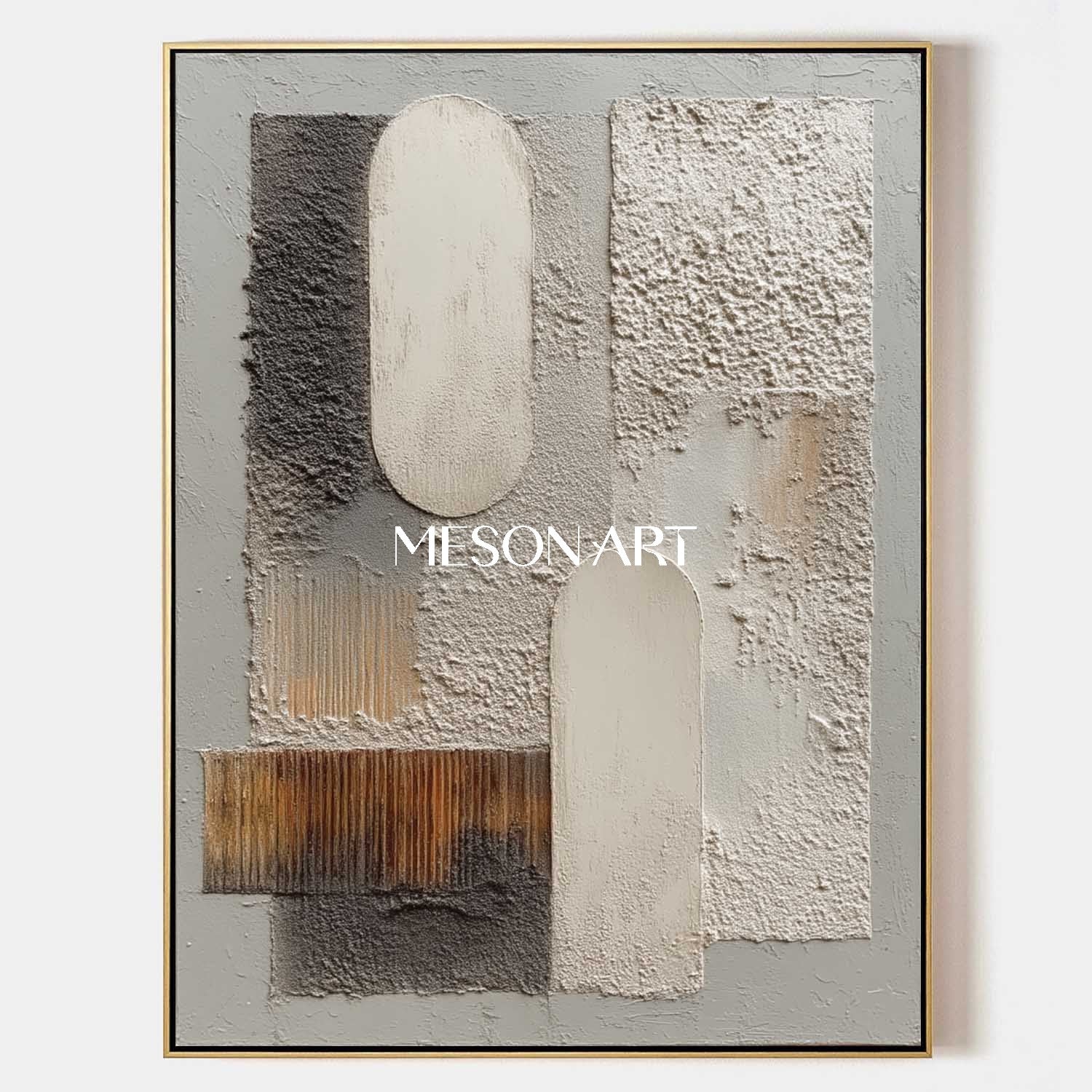 Large Contemporary Wabi-Sabi Original Textured Canvas Bedroom On Sale