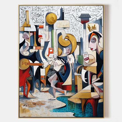 Colorful Cubism Abstract Figurative Art Large Canvas Hallway Art Decor