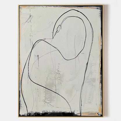 Black and White Line Minimalist Wall Hanging Painting Abstract Canvas