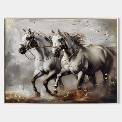 Large White Horse Canvas Art Wabi Sabi Horse Canvas Wall Art Decor Modern Horse Wall Hanging
