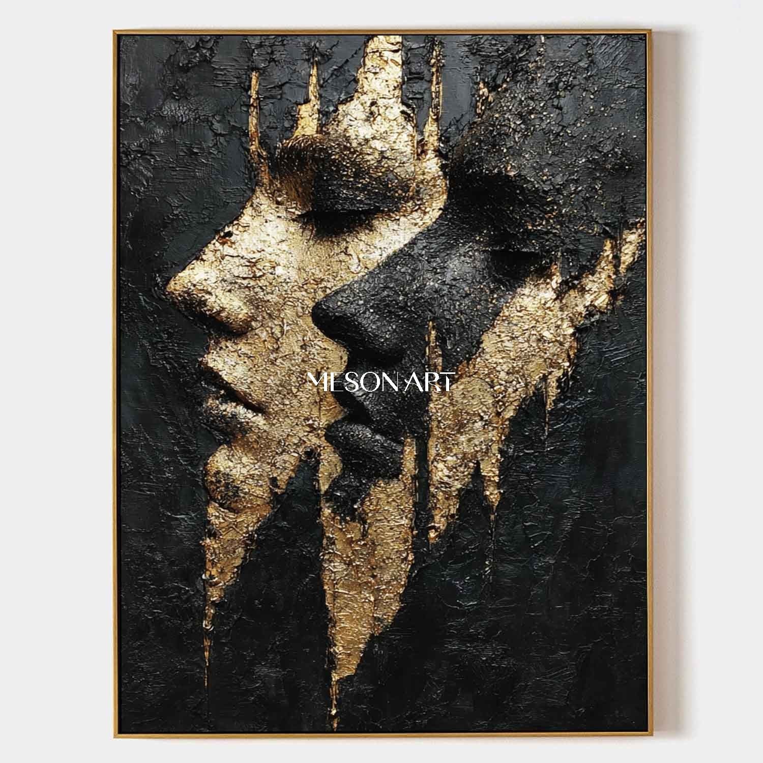 Black and gold portrait painting contemporary luxury home wall decoration art ideas