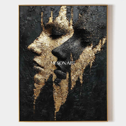 Black and gold portrait painting contemporary luxury home wall decoration art ideas