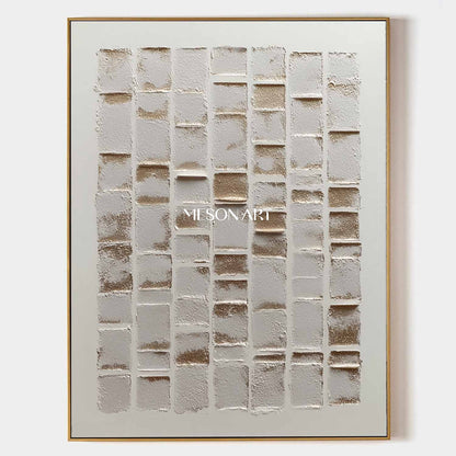 Large 3D Gold and White Abstract Texture Art Gold and White Minimalist Canvas Wall Decor