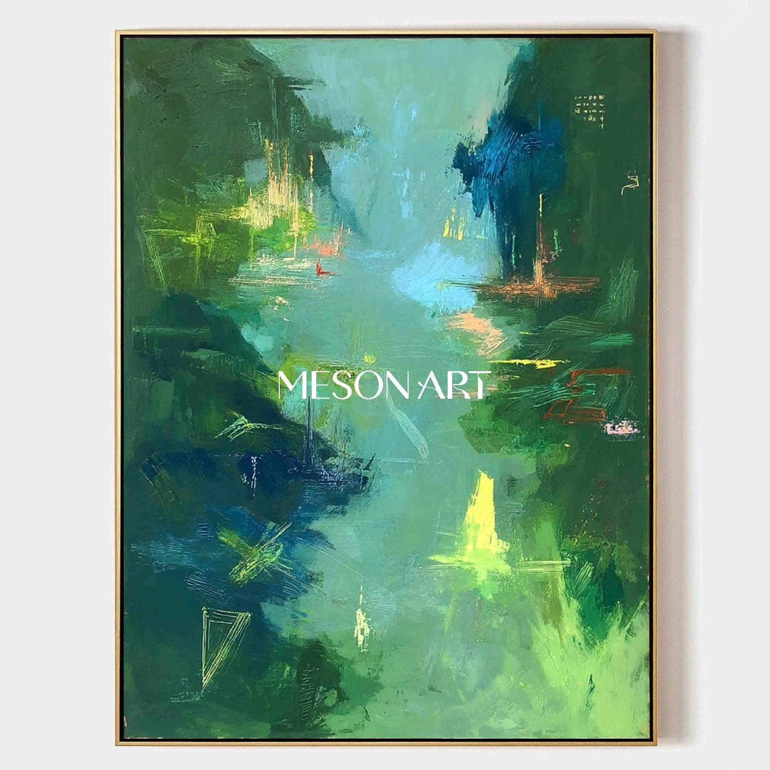 Green Forest Landscape Wall Art Vibrant Organic Abstract Large Canvas