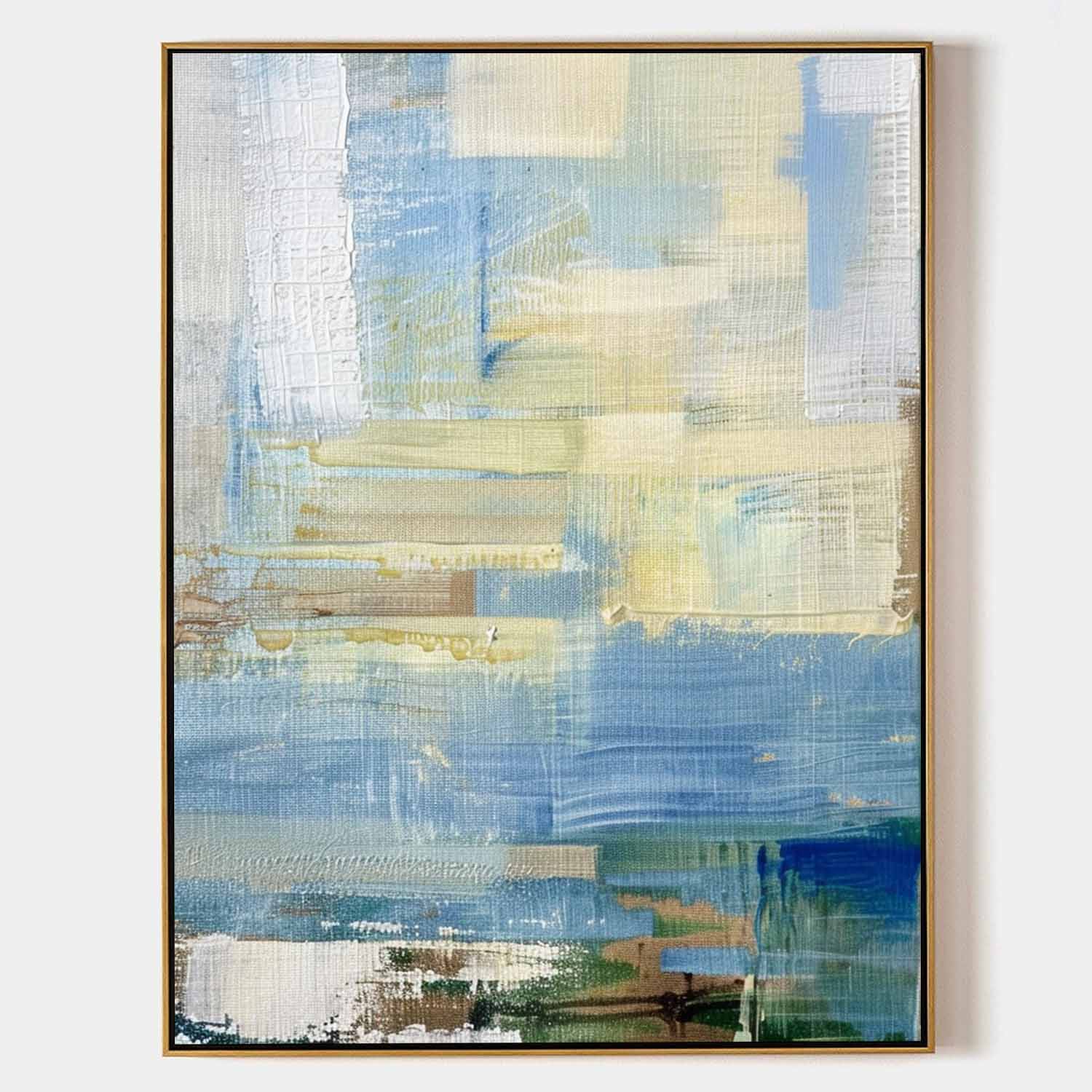 Blue and Yellow Abstract Canvas Wall Art Decor Blue and Yellow Abstract Texture Paintings Blue and Yellow Abstract Art